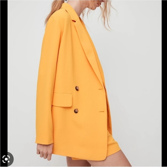 Wilfred Cherrelle Blazer Jacket Yellow Double Breasted Oversized Size Large - Picture 10 of 11